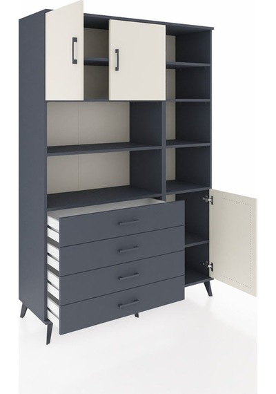 Hyperion Dolap 9 Raflı 4 Çekmeceli 3 Kapaklı 132x44x195 Antrasit-aytaşı/antrasit Aytası/antrasıt Hyperion Dolap 9 Raflı 4 Çekmeceli 3 Kapaklı 132x44x195 Antrasit-aytaşı/antrasit Aytası/antrasıt