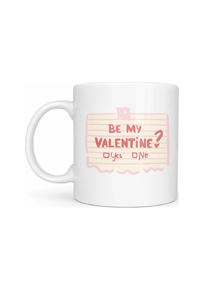 Be My Valentine Porselen Kupa Model 8 Sevgiliye Özel Romantik Tasarım Çok Renkli