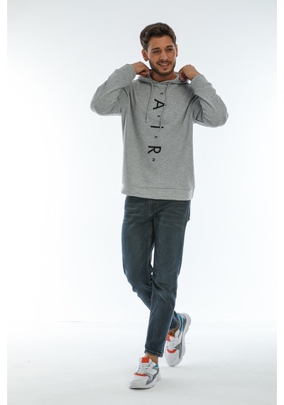 Süperlife Erkek Kapşonlu Regular Fit Air Baskılı İnce Sweatshirt Spr22sw162 Gri Melanj Süperlife Erkek Kapşonlu Regular Fit Air Baskılı İnce Sweatshirt Spr22sw162 Gri Melanj