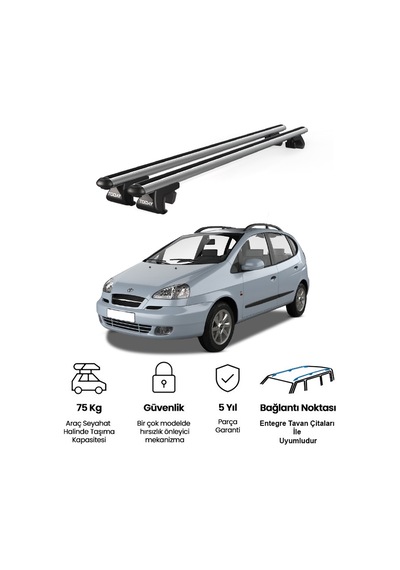 Venüs Daewoo Rezzo 2005-2008 Uyumlu Gri Ara Atkı Port Bagaj Tavan Barı