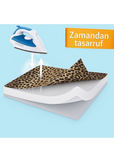 Ütü Masası Kılıfı Keçeli Leopar Desen Battal Boy Xxl Pamuklu Yanmaz Üretim Açık Kahverengi