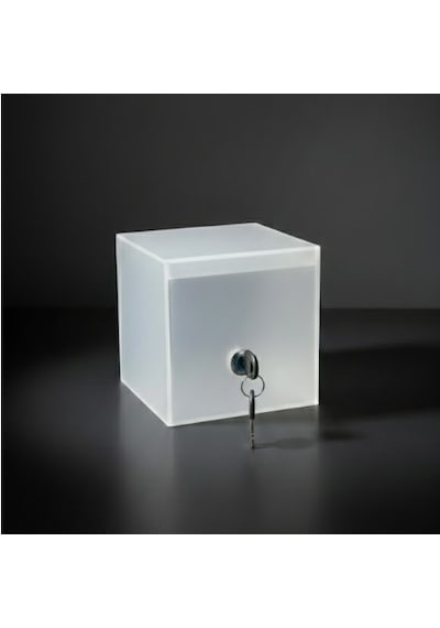 Kilitli Pleksi Masa Üstü Tip Box Bahşiş Kutusu Buz Beyazı 14x14xh13 Cm 1