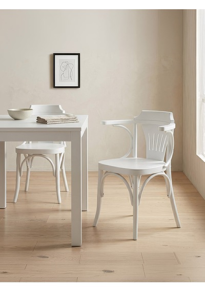 Thonet Klasik Ahşap Sandalye Beyaz