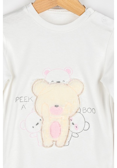 Nono Baby Peluşlu Kız Bebek 3'lü Takım Zıkzak Kumaşlı Pembe