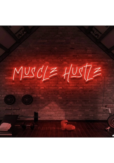 Muscle Hustle Yazılı Neon Tabela Kırmızı