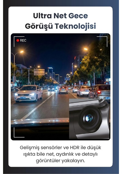 Tr X18 Wifi /4k Uhd/ 170 Ultra Geniş Açı/adas/g-sensör / 3 Kameralı Araç Kamerası