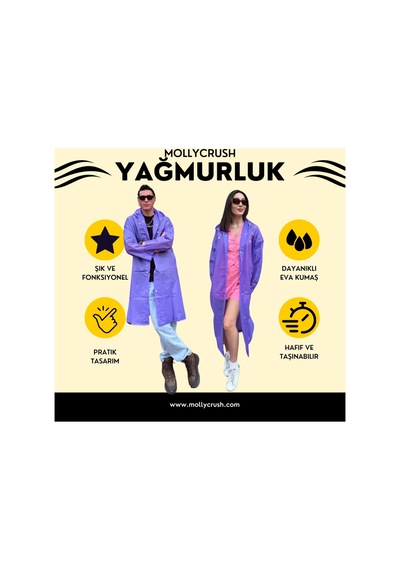 Mollycrush Unisex Su Rüzgar Geçirmez Katlanabilir Kapüşonlu Çıtçıt Düğmeli Eva Siyah Yağmurluk Mor Mollycrush Unisex Su Rüzgar Geçirmez Katlanabilir Kapüşonlu Çıtçıt Düğmeli Eva Siyah Yağmurluk Mor