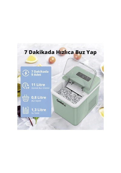 Coolist CLK2BM 1.3 L Kompresörlü Otomatik Buz Yapma Makinesi