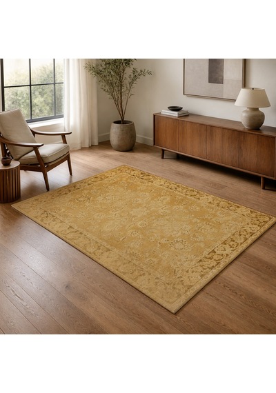 Kartela Halı Lino Halı Jüt Taban Dokuma Halı Hardal Sarısı - 100 X 150 Cm