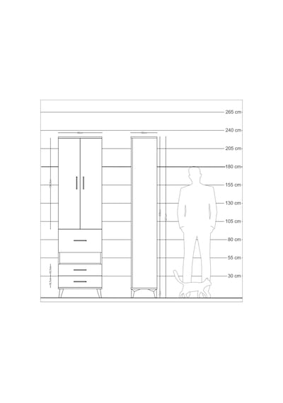 Arges Dolap 3 Raflı 3 Çekmeceli Tek Askılı 60x30x221 Antrasit-aytaşı Antrasit