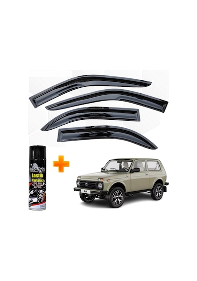 Lada Niva Mügen Cam Rüzgarlığı Tek Kapı Araç Tüm Kasalara Uyumlu 4 Lü Takım +500ml Lastik Parlatıcı