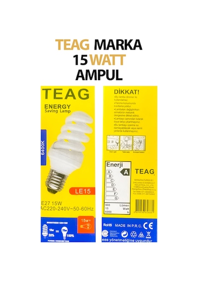 Tasarruflu Ampul 15 Watt 900 Lümen Teag