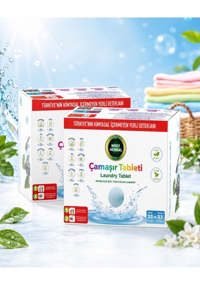 Noxy Herbal Renkliler İçin Çamaşır Tableti 33 Adet 2 Li Set Vegan Kokusuz