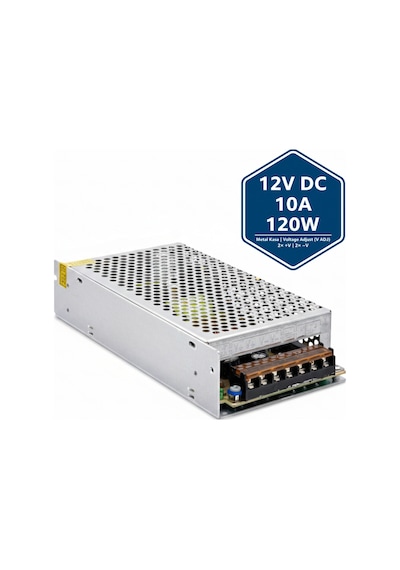 Hightek 12v 10a Metal Kasa Adaptör 120w Dc Güç Kaynağı Kalın Gövde