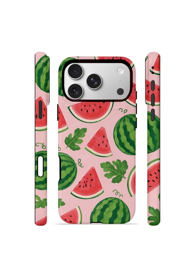 Apple iPhone Uyumlu 17 Pro Max Vorian Çift Katmanlı Magsafe Kılıf Watermelon Garden Party