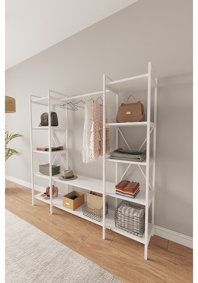 Nilamu Beyaz Elbise Dolabı Metal Gövdeli Açık Askılık & Organizer Dolap 175 170 34 Cm Beyaz Nilamu Beyaz Elbise Dolabı Metal Gövdeli Açık Askılık & Organizer Dolap 175 170 34 Cm Beyaz