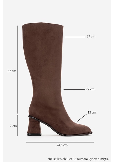 Luvishoes Paradis Kahverengi Süet Kadın Kalın Topuklu Çizme Kahverengi