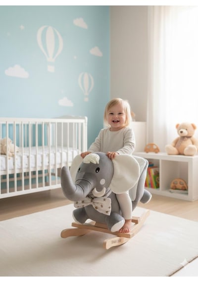 Tommybaby Egitici Peluş Sallanan At Ahsap Sallanan At Fildişi