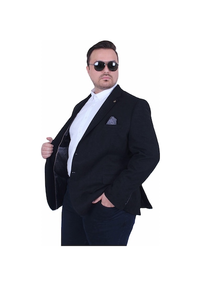 Mocgrande Erkek Büyük Beden 4 Drop Blazer Şönili Ceket 500602 Sıyah Siyah