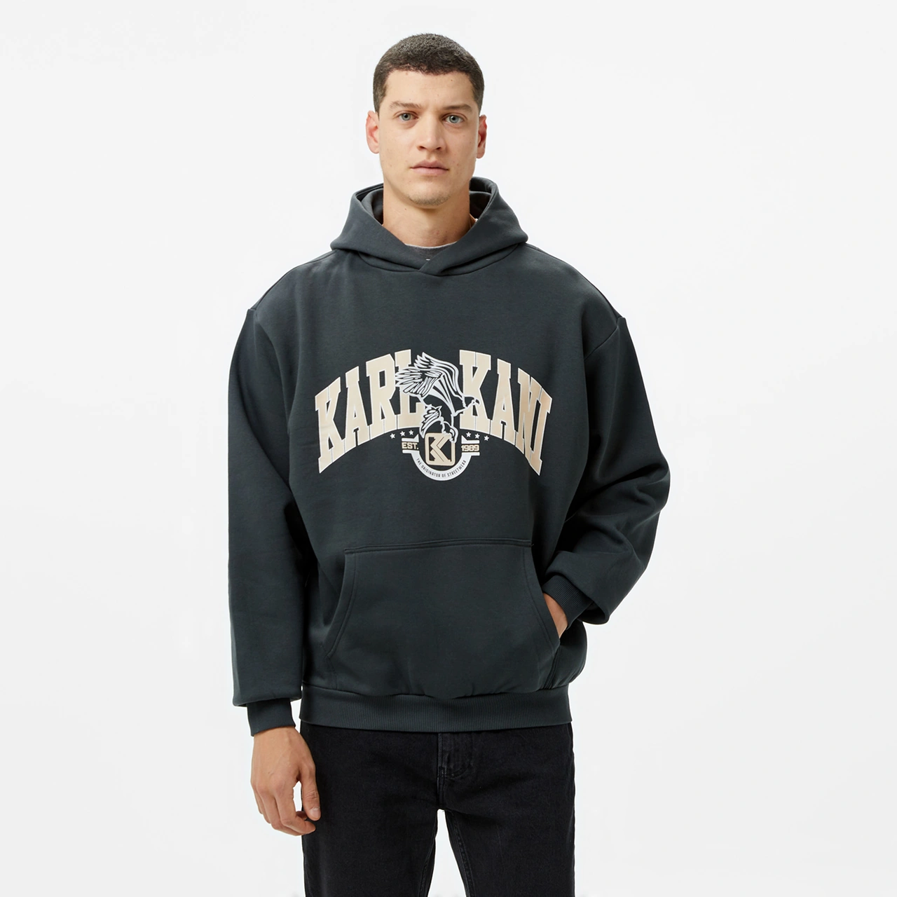 Karl Kani Serif Burnout Erkek Krem T-shirt Düz Km243-017 Krem