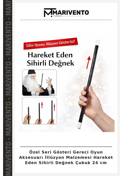 Özel Seri Gösteri Gereci Oyun Aksesuarı İllüzyon Malzemesi Hareket Eden Sihirli Değnek Çubuk 24 Cm