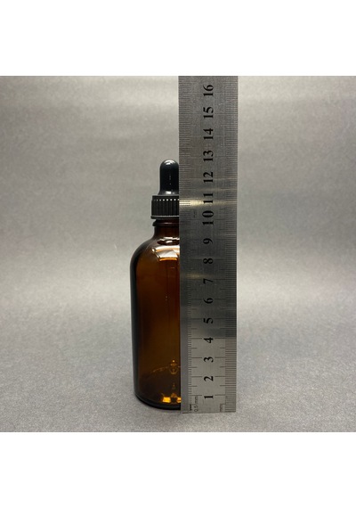 100ml Kahverengi Cam Damlalıklı Şişe , Siyah Plastik Kapak , 100c
