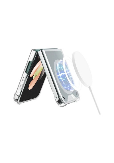 Galaxy Uyumlu Z Flip 3 Kılıf Wireless Şarj Özellikli Airbagli Zore Kıpta Anti Shock M-safe Kapak