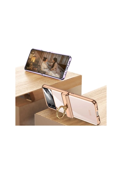 Samsung Galaxy Uyumlu Z Flip 4 Kilif Seffaf Yüzüklü Full Korumali Kapak 470716362