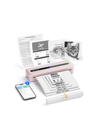 Itari M832 Taşınabilir Yazıcı, Kablosuz, 300 Dpı, Çeşitli Kağıt Boyutları Lazer Yazıcılar Pembe