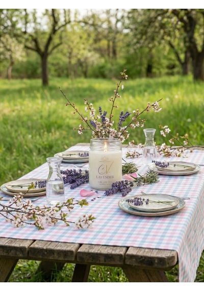 320cc Lavanta Kokulu Mum-aromaterapi Mum-%100 Doğal Soya Wax Mum-şeffaf Cam Kapaklı Mumluk Beyaz