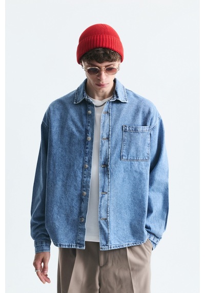 Vamos Oversize Denim Gömlek K.mavı