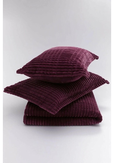 Merinos Modern Line 3 Parça Battaniye Seti - Mürdüm
