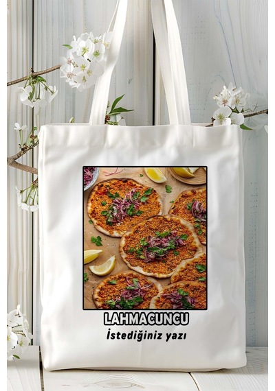Art Hediye Lahmacuncu Baskılı Bez Omuz Çantası Kişiye Özel Model 2 Çok Renkli