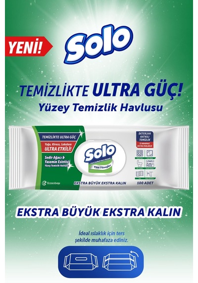 Solo Ultra Güç Sedir & Yasemin Yüzey Temizleme Mendili 100 Yaprak
