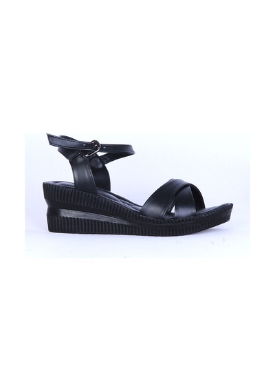Moda Ayakkabı 151 Ortopedik Cilt 7cm Kadın Sandalet Ayakkabı Siyah
