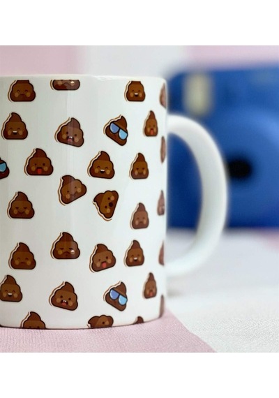 Poo Tasarımlı Kupa Beyaz - Çok Renkli