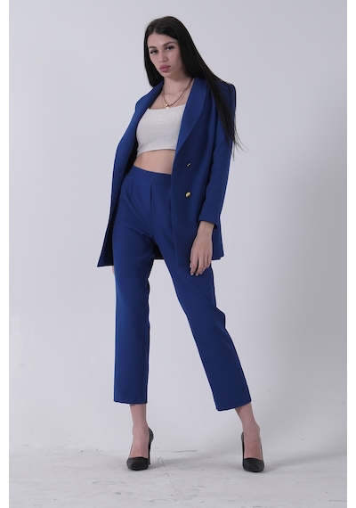 Feminist Saks Blazer Ceket Pantolon İkili Takım 0106305.26 Saks
