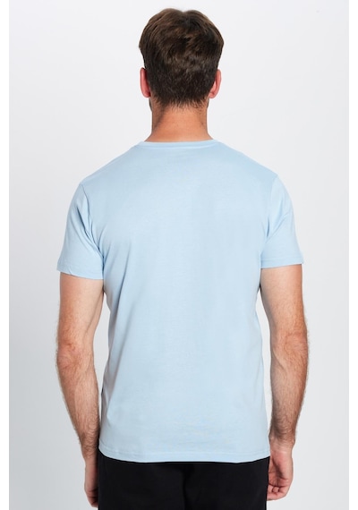 Tudors Unisex Slim Fit Dar Kesim %100 Pamuk Yumuşak Dokulu Mavi Bisiklet Yaka Tişört-31787 Mavi