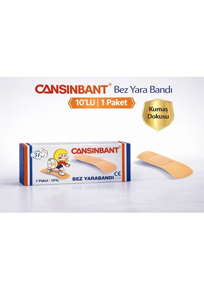 Cansinbant Bez Yarabandı 10 Lu 1 Paket 1,9 X 7,2 Cm Fabric First Aid Plaster