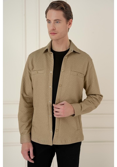Efor G 1581 Slim Fit Camel Klasik Gömlek Camel