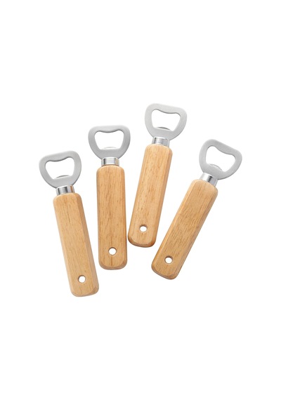 Bambu Saplı Metal Şişe Açacağı Gazoz Soda Meşrubat Kapak Açacak Ergonomik Mutfak Aparatı 14 Cm