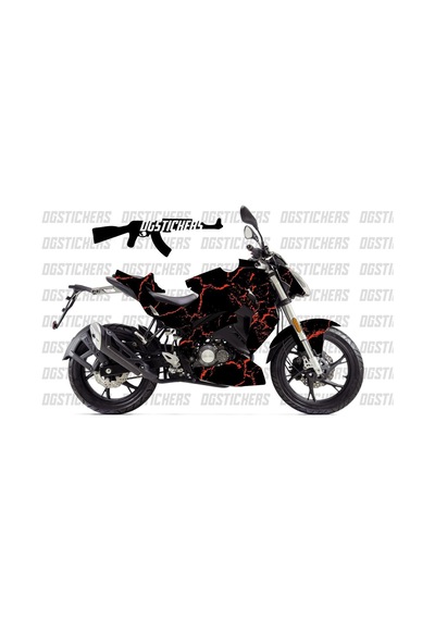 Benelli 125s Şimşek Kırmızı Siyah Tasarım Sticker Etiket Modeli