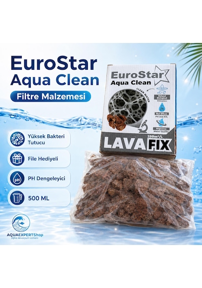 Eurostar Aqua Clean - Akvaryum Filtre Malzemesi - Yükse Bakteri Tutucu - File Hediyeli - Ph Dengeleyici - 500 Ml