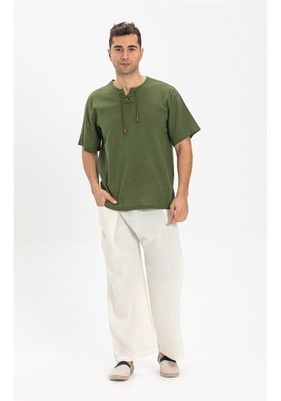 Eliş Şile Bezi Unisex Şile Bezi Balıkçı Pantolon Krem Krm