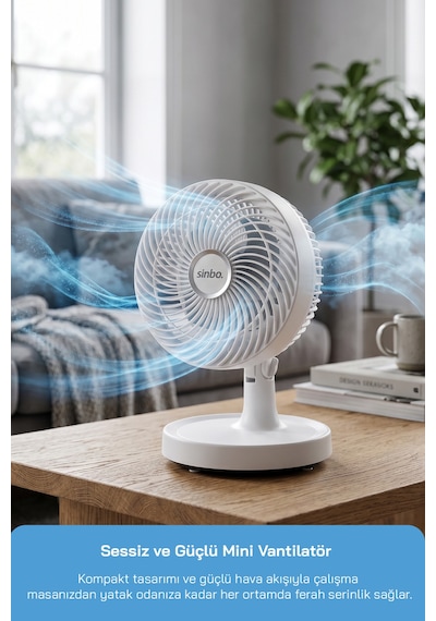 Sinbo Sf-7703 Kompakt Mini Masaüstü Fan Sessiz Vantilatör