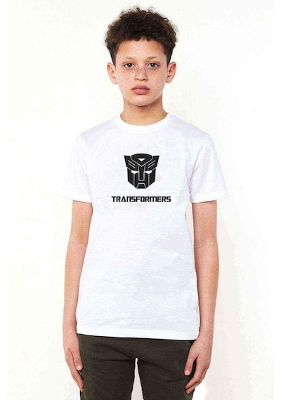Tshirthane Transformers Baskılı Unisex Çocuk Beyaz T-Shirt