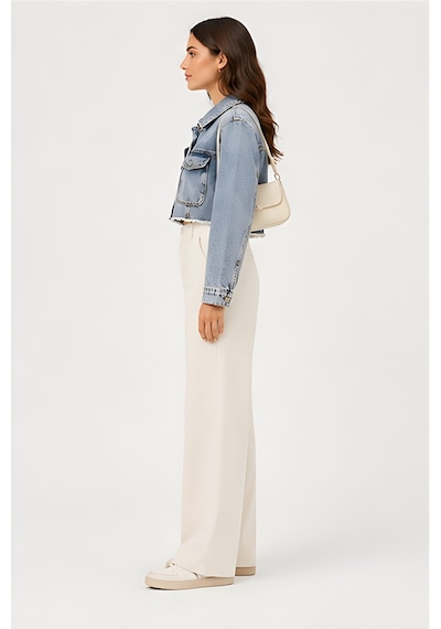 Lili Woman Kadın Crop Denim Kot Ceket Yıkamalı Ty.jct01m Mavi