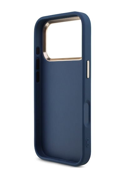 Apple Uyumlu iPhone 18 Pro Kılıf Guess Lisanslı Gold Metal Kamera Çerçeveli Metal Büyük 4g Ve Yazı Logolu Mavi