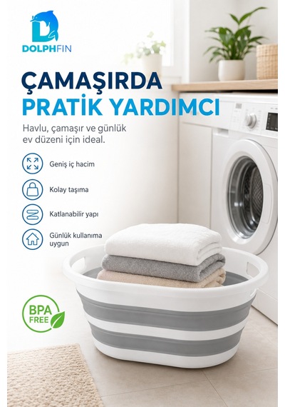 Katlanır Sele 35 Lt Ev Dolap Banyo Düzenleyici Organizer Beyaz-gri