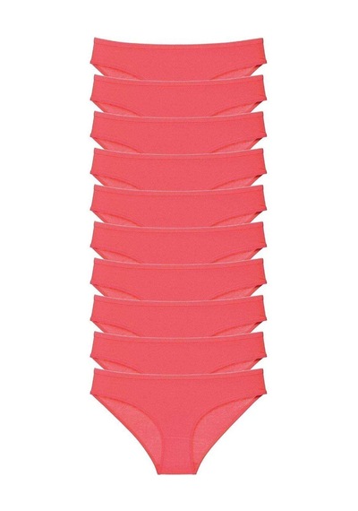10 Adet Süper Eko Set Likralı Kadın Slip Külot Fuşya Standart